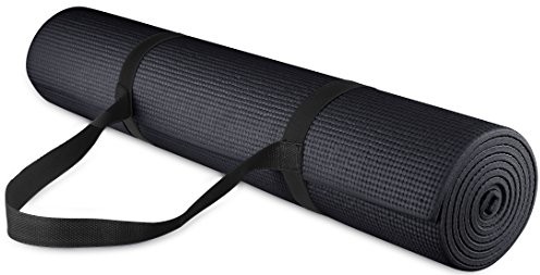 BalanceFrom GoYoga All Purpose High Density Non-Slip Exercise Yoga Mat with Carrying Strap, czarny, 1/4" Maty do jogi, Grubość: 6mm