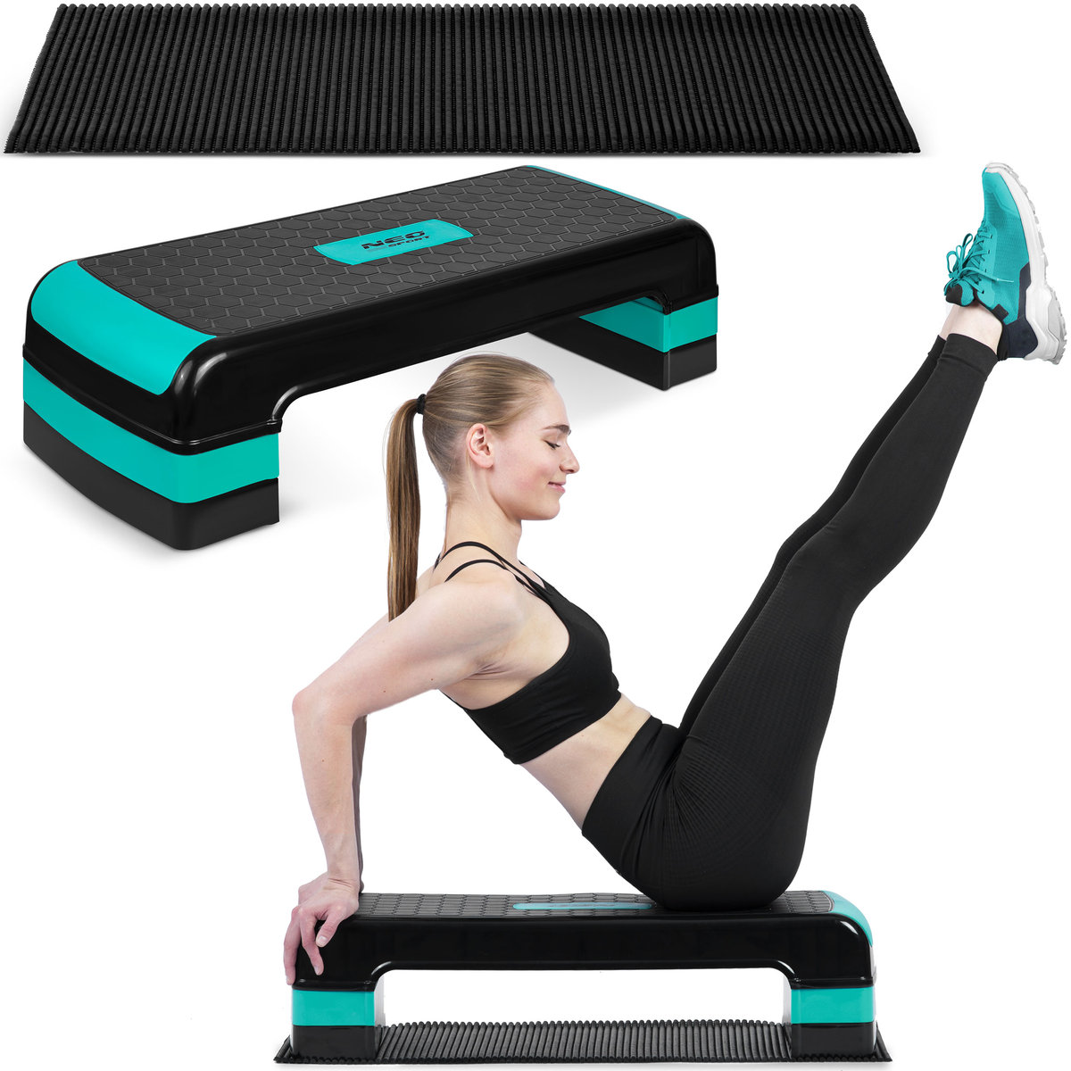 Neo-Sport Step do ćwiczeń 3 stopnie NS-402 turkusowy 140200 Step do ćwiczeń