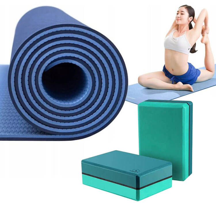 Yunmai Mata do ćwiczeń joga Yunmai TPE PRO + kostka blok do jogi 4879-uniw Maty do jogi, Materiał: TPE