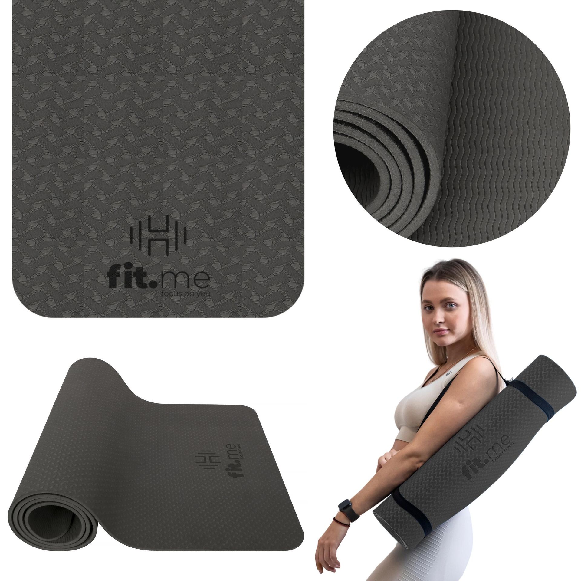 Mata do ćwiczeń Joga Fitness Fit.Me Antypoślizgowa TPE Maty do jogi, Materiał: TPE